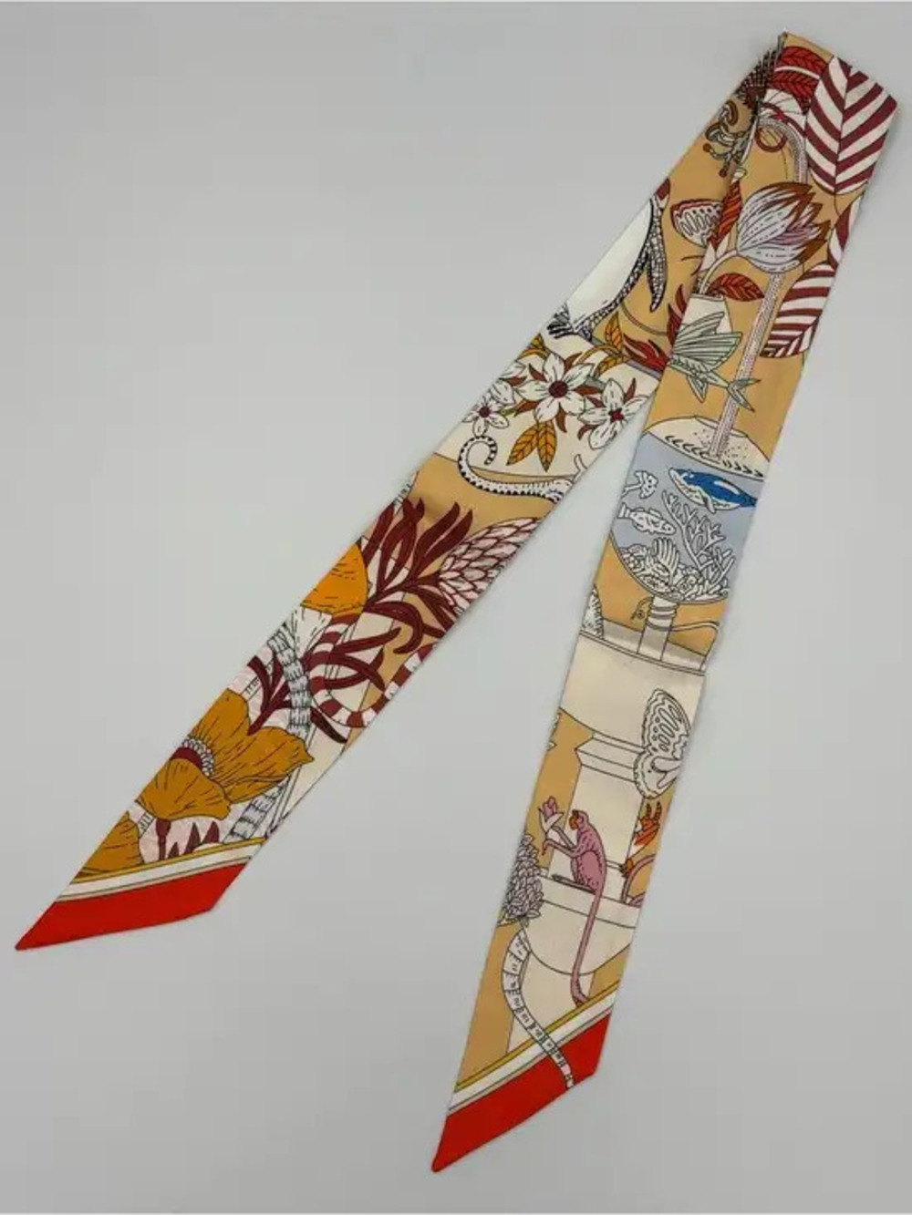 Herms Twilly 100% Silk Jungle Animal Print Scarf